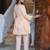 Orange embroidered cotton lurex tunic with pants - set of 2