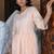 Orange embroidered cotton lurex tunic with pants - set of 2