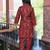 Red printed cotton co-ord set - set of 2