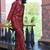 Red printed cotton co-ord set - set of 2
