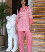 Pink printed muslin kota co-ord set - set of 2