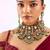 Gold plated green stone choker necklace set