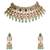 Gold plated green stone choker necklace set