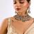 Gold plated green stone choker necklace set