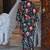Black printed cotton tunic with pants - set of 2