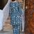 Blue grey printed cotton tunic with pants - set of 2