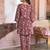 Red grey printed cotton tunic with pants - set of 2