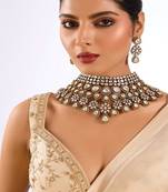 Gold plated silver stone choker necklace set