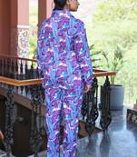 Purple blue printed cotton co-ord set - set of 2