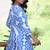 White blue printed cotton kurta with pants - set of 2