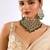 Gold plated green stone necklace set