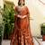 Orange Silk Thread Embroidery Work semi Sttiched Lehenga Choli