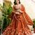 Orange Silk Thread Embroidery Work semi Sttiched Lehenga Choli