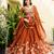 Orange Silk Thread Embroidery Work semi Sttiched Lehenga Choli