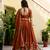 Orange Silk Thread Embroidery Work semi Sttiched Lehenga Choli