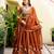 Orange Silk Thread Embroidery Work semi Sttiched Lehenga Choli