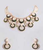 Gold plated green stone necklace set