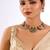 Gold plated green stone choker necklace set