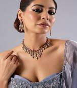 Gold plated red stone necklace set