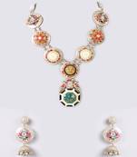 Silver plated multicolor stone necklace set
