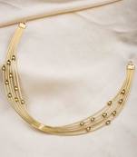 Gold finish multi layers hasli necklace with gold beads