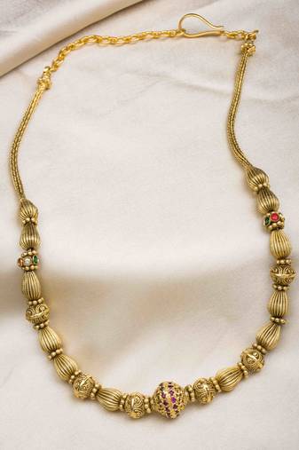 Antique finish golden beads necklace