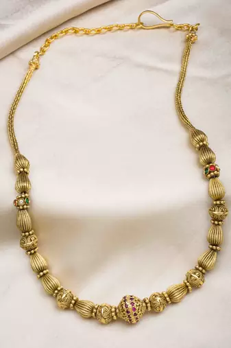 Antique finish golden beads necklace