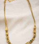 Gold finish cz stones golden beads necklace