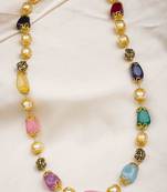 Single layer multi color beads and pearl necklace