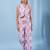 Jaitpuriya women purple and cream pure cotton sleeveless co-orde set