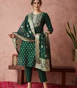 Rajgranth women's chanderi silk embroidered kurta set with jacquard dupatta