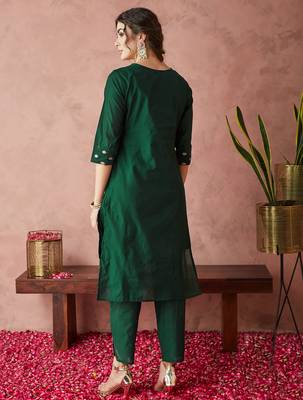 Rajgranth women's chanderi silk embroidered kurta set with jacquard dupatta 2