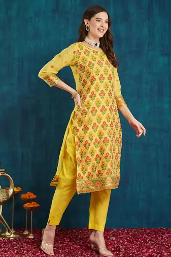 Rajgranth women's jacquard fabric jacquard print kurta set with dupatta