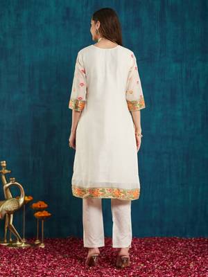 Rajgranth women's cotton chanderi fabric jacquard print kurta set with dupatta 3