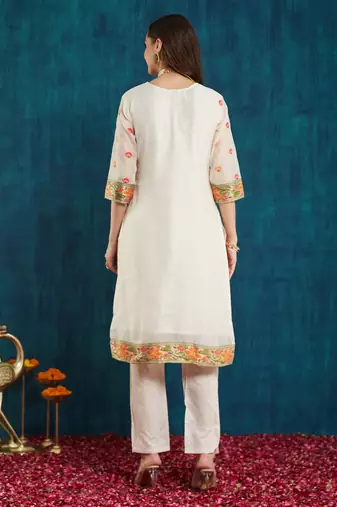 Rajgranth women's cotton chanderi fabric jacquard print kurta set with dupatta
