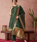 Rajgranth women's cotton chanderi fabric jacquard print kurta set with dupatta
