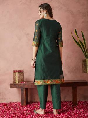 Rajgranth women's cotton chanderi fabric jacquard print kurta set with dupatta 2