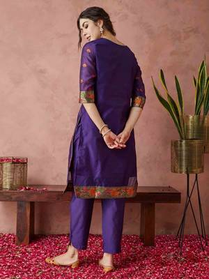 Rajgranth women's cotton chanderi fabric jacquard print kurta set with dupatta 2