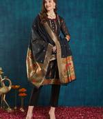 Rajgranth women's cotton chanderi fabric jacquard print kurta set with dupatta