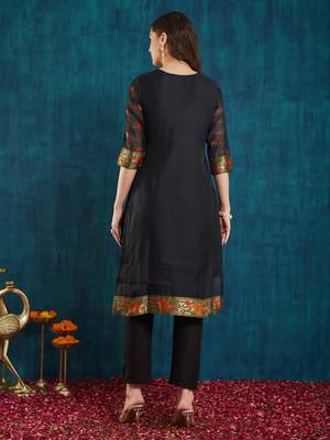 Rajgranth women's cotton chanderi fabric jacquard print kurta set with dupatta 3