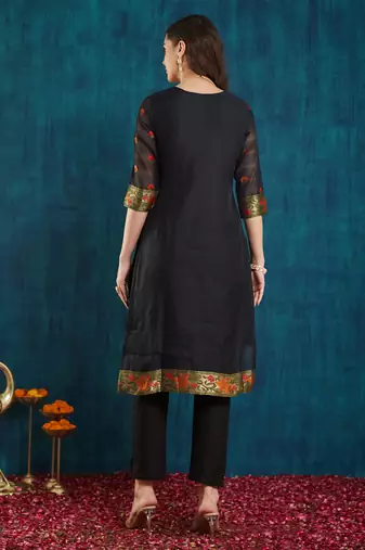 Rajgranth women's cotton chanderi fabric jacquard print kurta set with dupatta