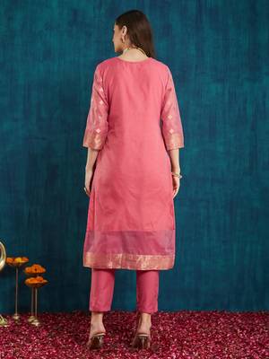 Rajgranth women's cotton chanderi fabric jacquard  kurta set with jacquard print dupatta 3