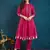 Rajgranth women's roman silk cross-stitch embroidered flared kurti with pants