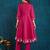 Rajgranth women's roman silk cross-stitch embroidered flared kurti with pants