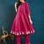 Rajgranth women's roman silk cross-stitch embroidered flared kurti with pants