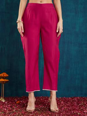 Rajgranth women's roman silk cross-stitch embroidered flared kurti with pants 5