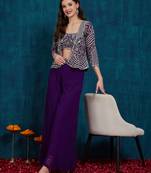 Rajgranth women's elegant purple georgette silk embellished jacket palazzo set