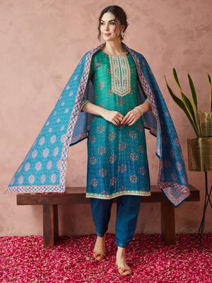 Rajgranth women's exclusive pure silk fabric bandhej print straight kurtaset with dupatta. 1