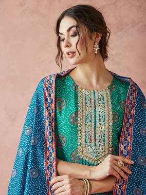 Rajgranth women's exclusive pure silk fabric bandhej print straight kurtaset with dupatta. 4