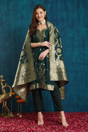Rajgranth women's jacquard fabric jacquard print kurta set with dupatta
